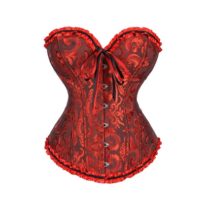 BurVogue Floral Lace Up Boned Corset