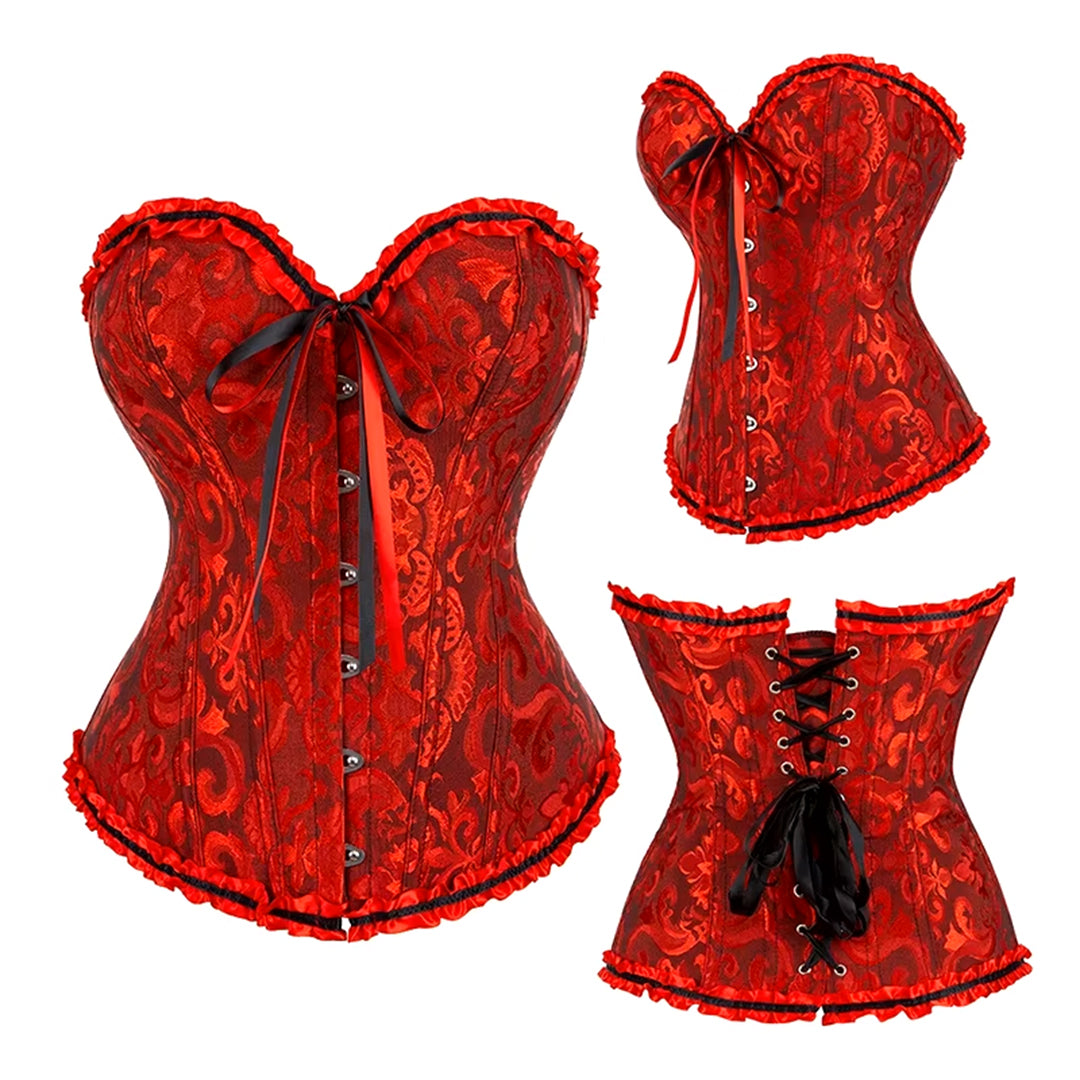 BurVogue Floral Lace Up Boned Corset